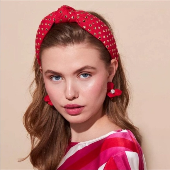 Anthro Gold Heart Studded Red Headband - Picture 5 of 16